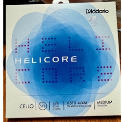 D'Addario H510 4/4M Helicore 4/4 Cello String Set, Stranded Steel Core, Medium